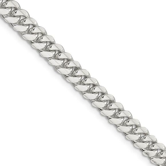 Men's 6.5mm Sterling Silver Solid Domed Curb Chain Necklace 24 Inch